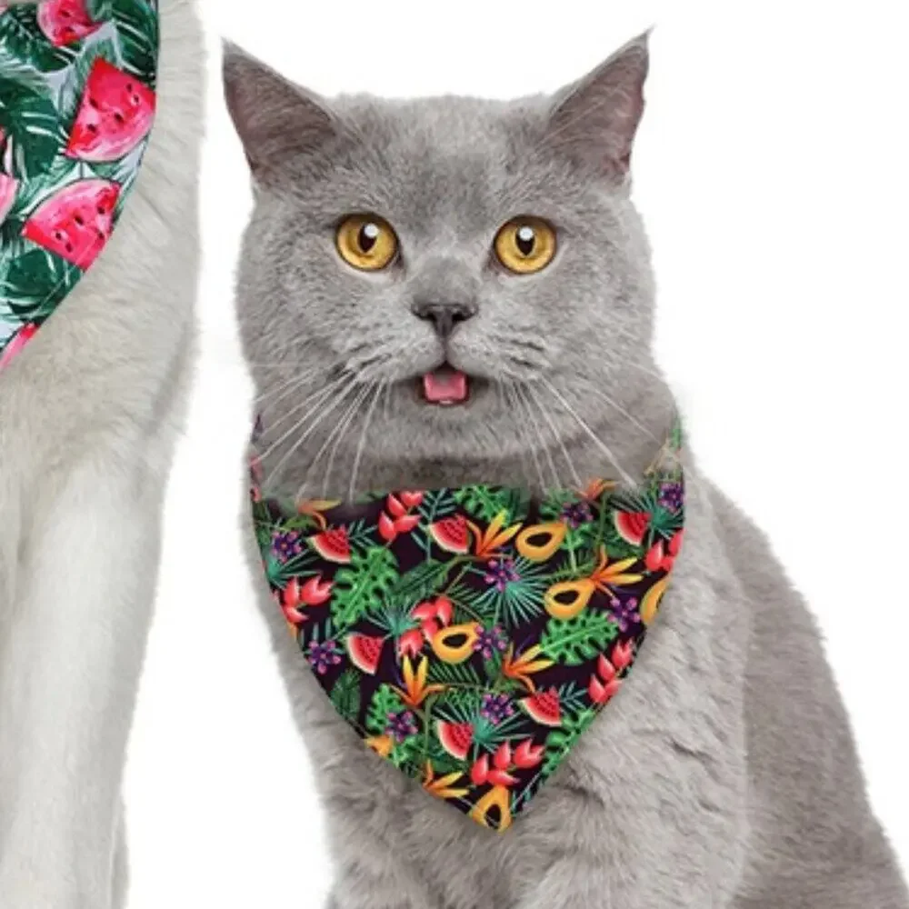 Pet Dog Cat Bandanas Medium Tropical Theme Fruit Watermelon Floral  NEW